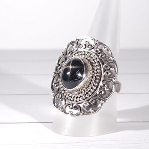 Black Star Diopside Statement Ring Size 7-1/4